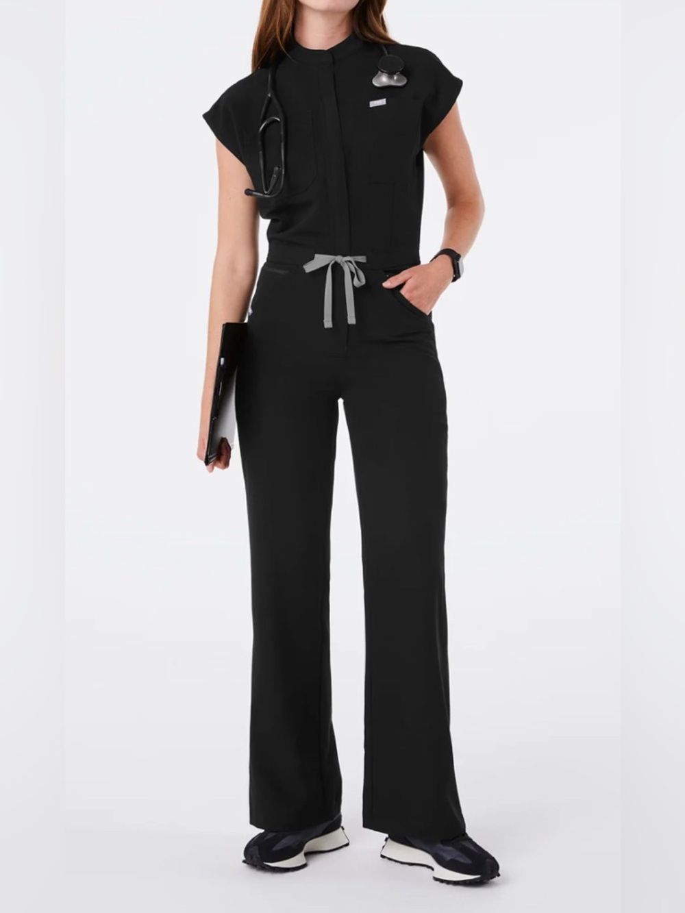 Figs Women's Wide Leg Jumpsuit in Black